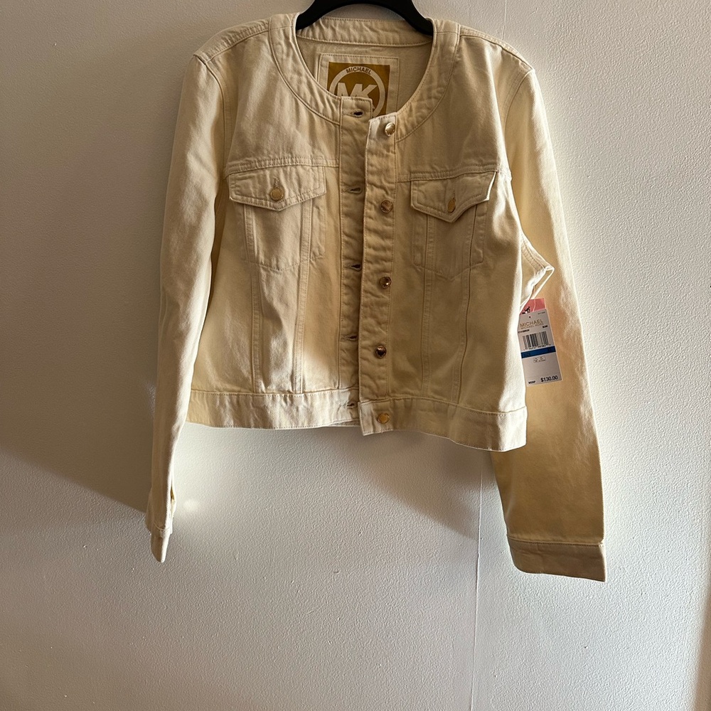 Michael Kors Womens 100% Cotton cream Denim Jacket Size X-Large